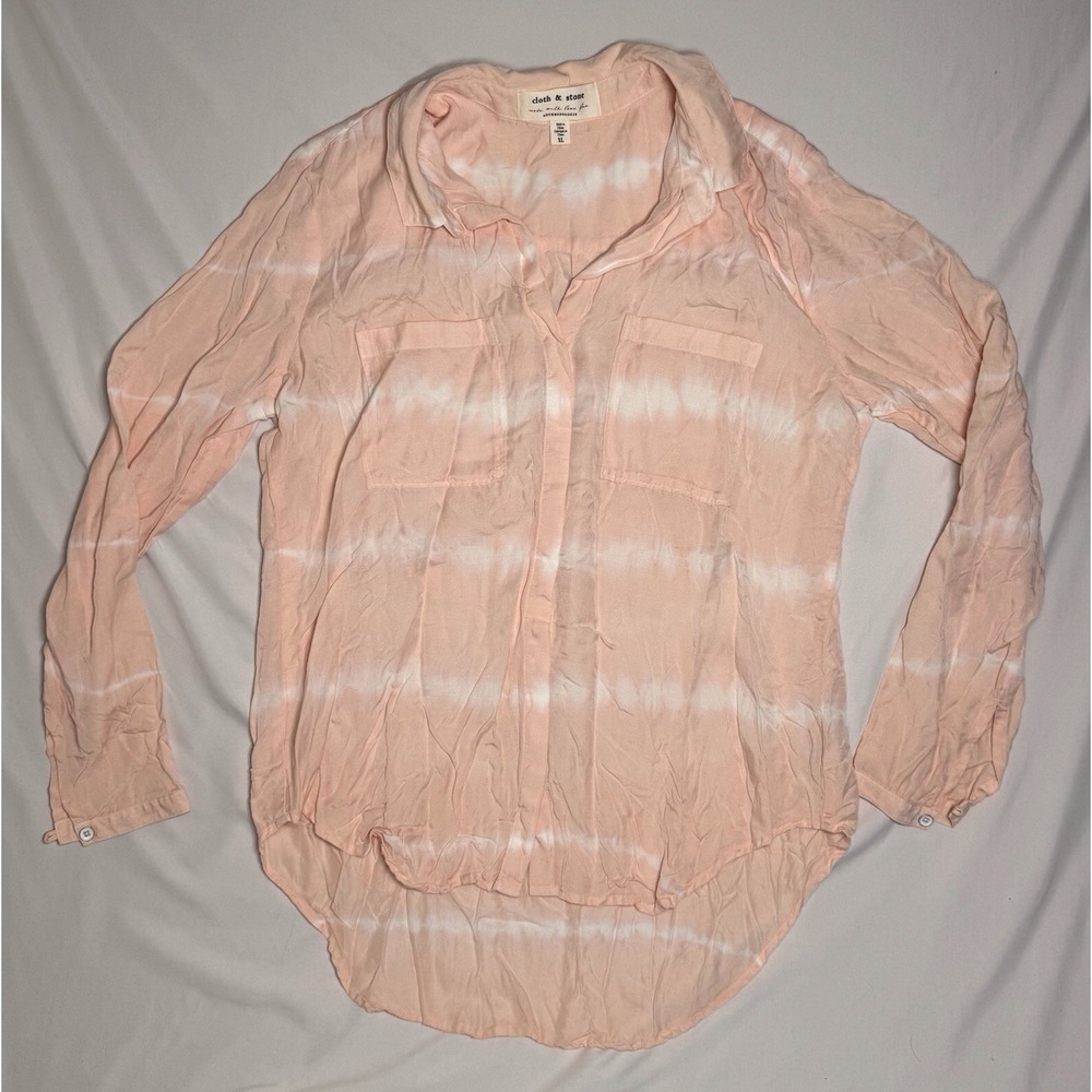 Cloth‎ And Stone For Anthropologie Peach And White Tie Dye Women's Size XL